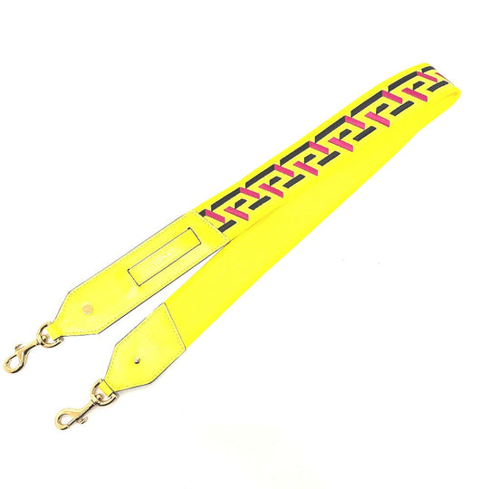 VERSACE Shoulder strap 1002526 Canvas / leather yellow greca signature Women Used Authentic