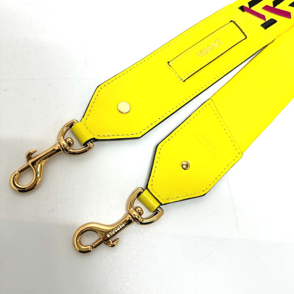 VERSACE Shoulder strap 1002526 Canvas / leather yellow greca signature Women Used Authentic
