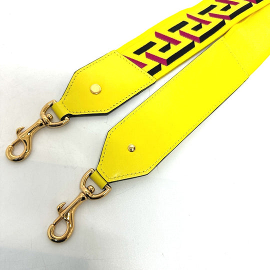 VERSACE Shoulder strap 1002526 Canvas / leather yellow greca signature Women Used Authentic