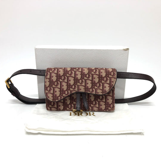 Christian Dior Sling bag Canvas leather Bordeaux Trotter SADDLE belt pouch Women Used Authentic