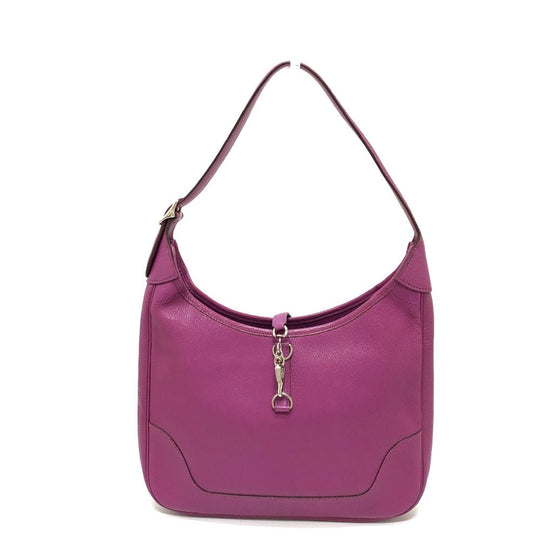 HERMES Shoulder Bag Shave purple Trim 35 Women Used Authentic