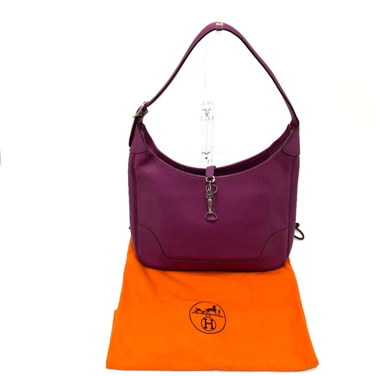 HERMES Shoulder Bag Shave purple Trim 35 Women Used Authentic