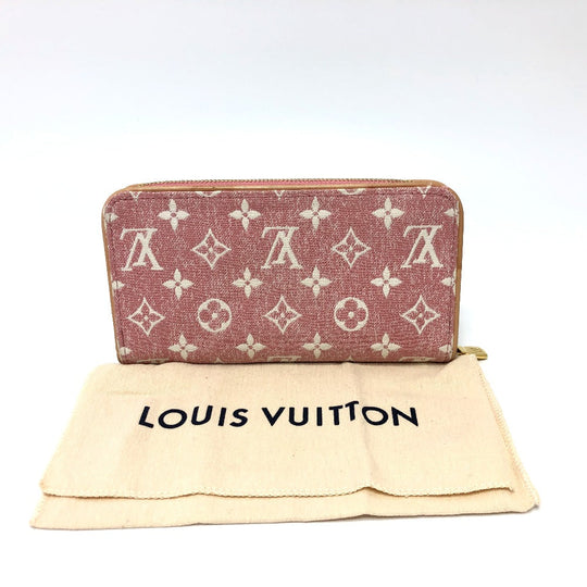 LOUIS VUITTON Long Wallet Purse M81182 Monogram denim pink Monogram denim Zippy wallet Women Used Authentic