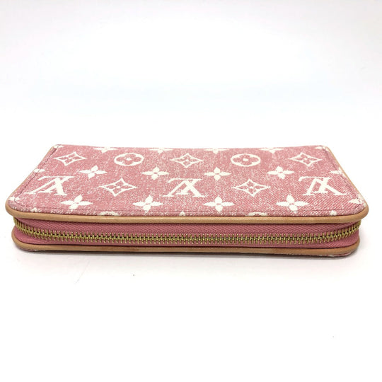LOUIS VUITTON Long Wallet Purse M81182 Monogram denim pink Monogram denim Zippy wallet Women Used Authentic