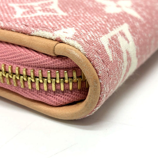 LOUIS VUITTON Long Wallet Purse M81182 Monogram denim pink Monogram denim Zippy wallet Women Used Authentic