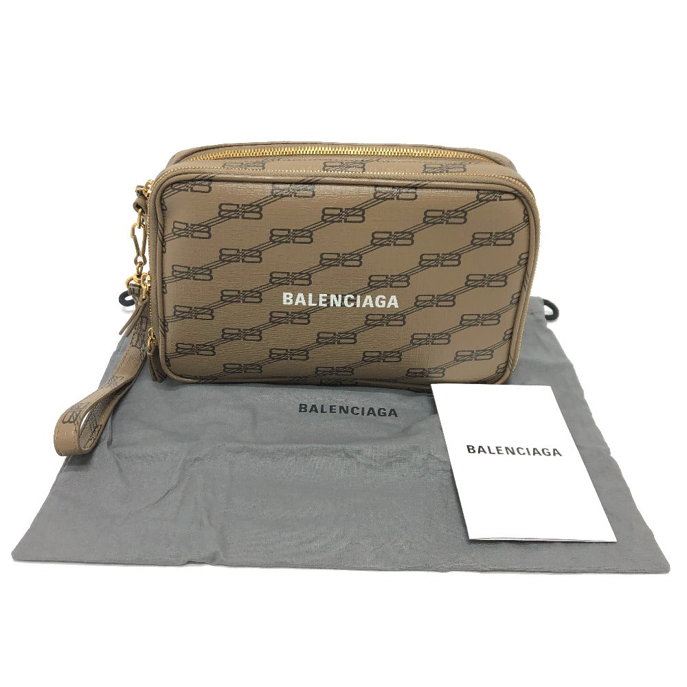 BALENCIAGA Clutch bag 644432 leather Brown logo Every day Women Used Authentic