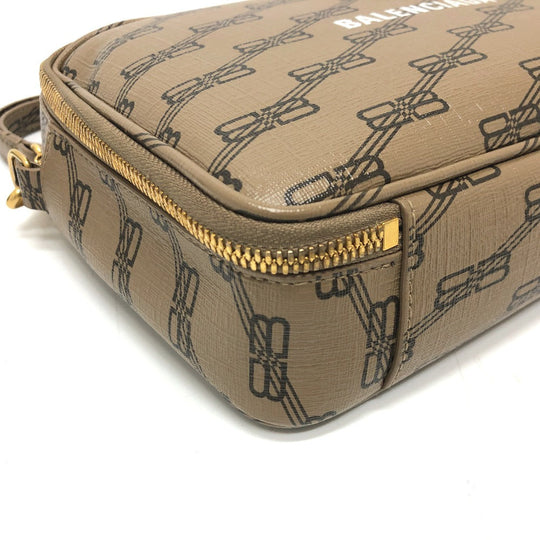 BALENCIAGA Clutch bag 644432 leather Brown logo Every day Women Used Authentic