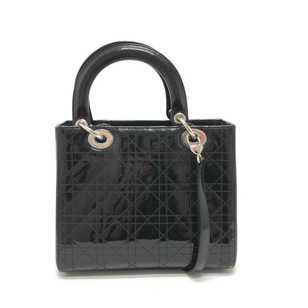 Dior Handbag enamel black Canage Lady Dior Women Used Authentic