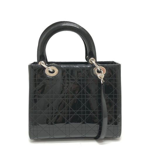 Dior Handbag enamel black Canage Lady Dior Women Used Authentic