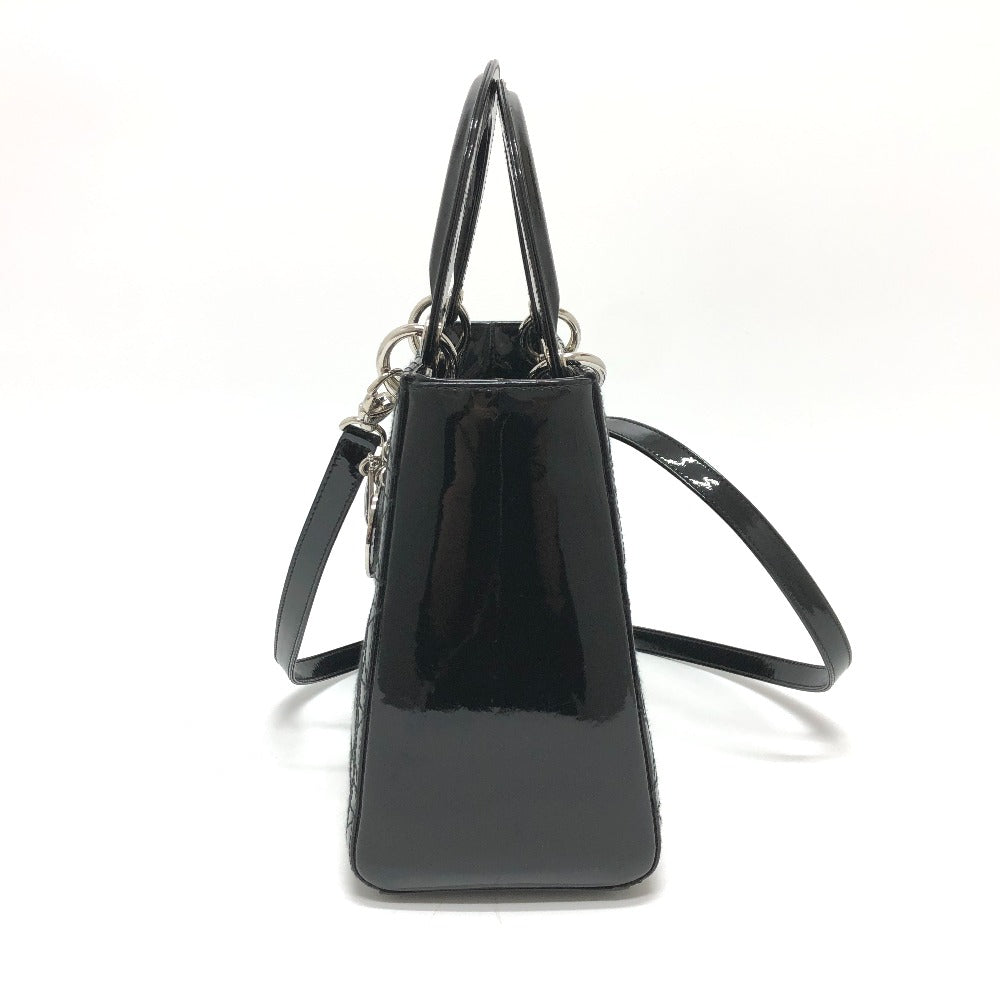 Dior Handbag enamel black Canage Lady Dior Women Used Authentic