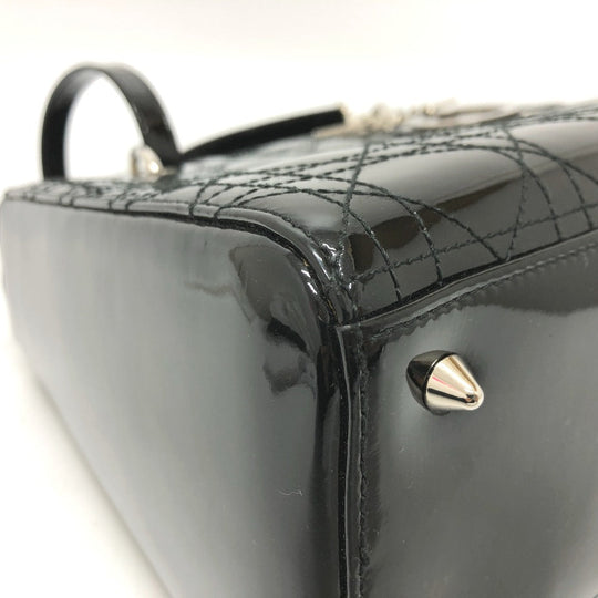 Dior Handbag enamel black Canage Lady Dior Women Used Authentic