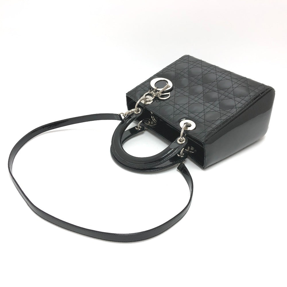 Dior Handbag enamel black Canage Lady Dior Women Used Authentic