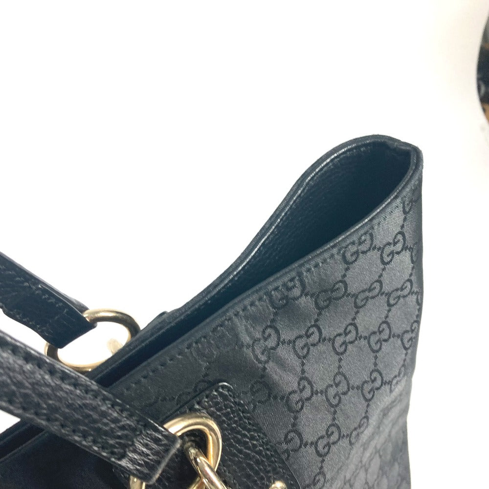 GUCCI Tote Bag 353702 Nylon / leather black GG Women Used Authentic
