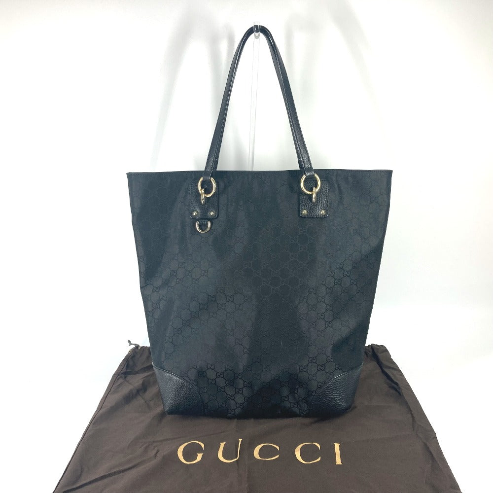 GUCCI Tote Bag 353702 Nylon / leather black GG Women Used Authentic