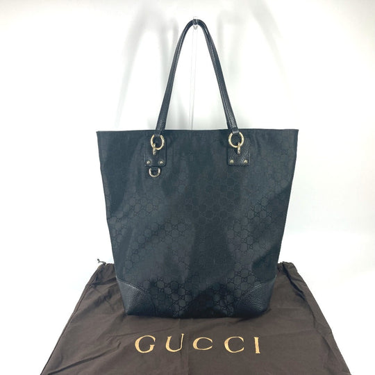 GUCCI Tote Bag 353702 Nylon / leather black GG Women Used Authentic