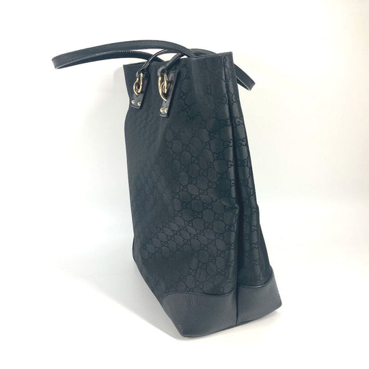 GUCCI Tote Bag 353702 Nylon / leather black GG Women Used Authentic