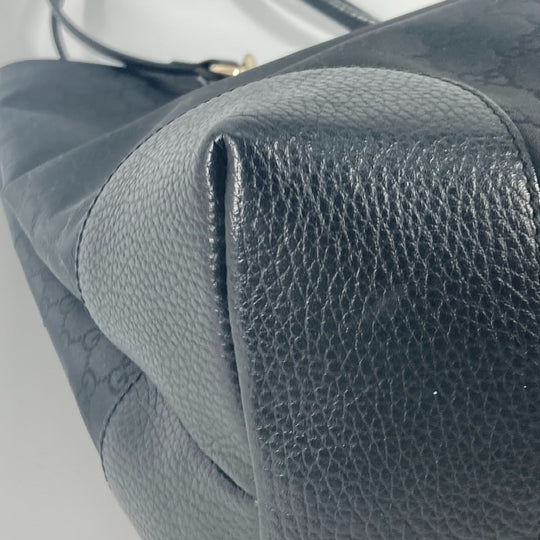 GUCCI Tote Bag 353702 Nylon / leather black GG Women Used Authentic