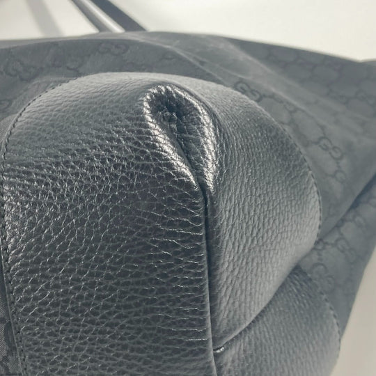 GUCCI Tote Bag 353702 Nylon / leather black GG Women Used Authentic