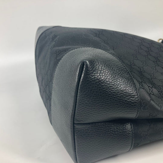 GUCCI Tote Bag 353702 Nylon / leather black GG Women Used Authentic
