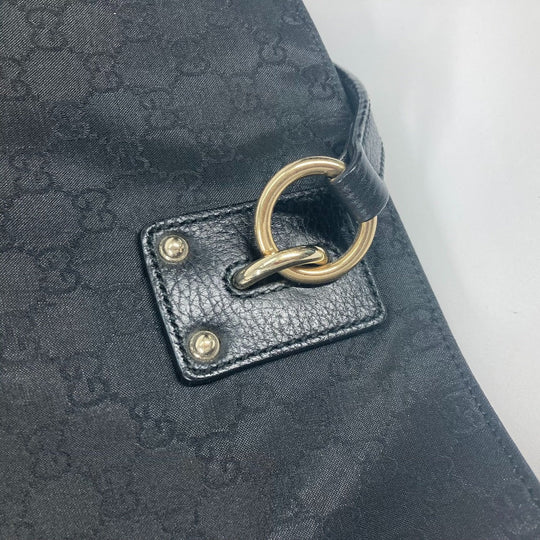 GUCCI Tote Bag 353702 Nylon / leather black GG Women Used Authentic