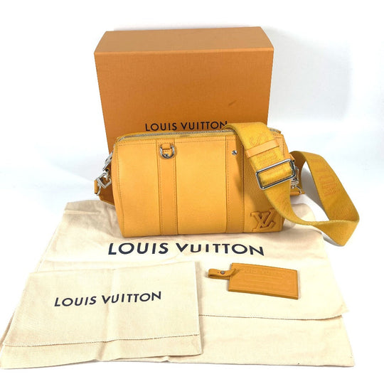 LOUIS VUITTON Shoulder Bag M21438 leather yellow LV Aerogram City Keepall mens Used Authentic