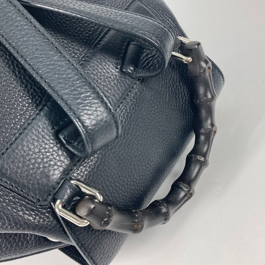 GUCCI Backpack 370833 leather black Bamboo backpack fringe tassel Women Used Authentic