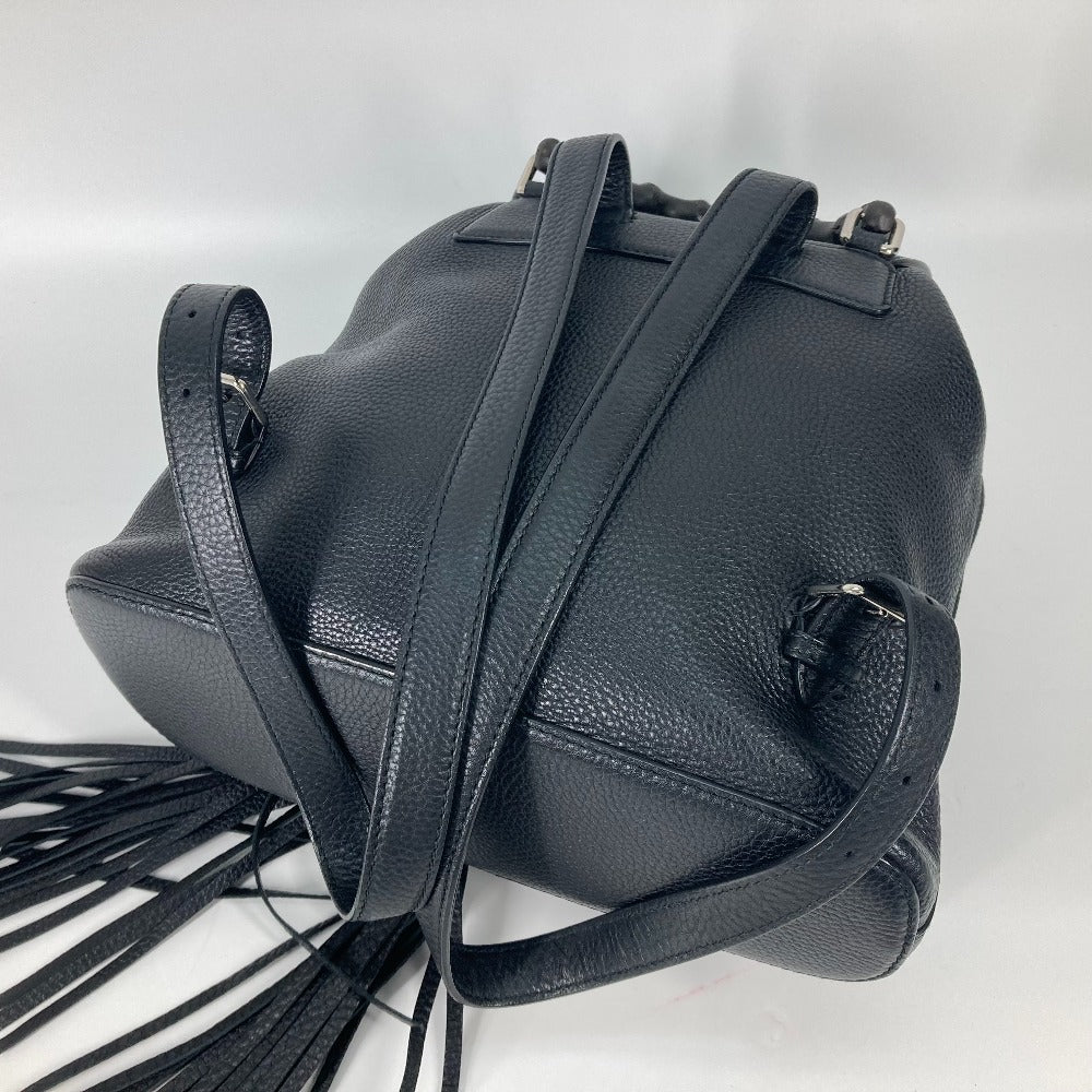 GUCCI Backpack 370833 leather black Bamboo backpack fringe tassel Women Used Authentic