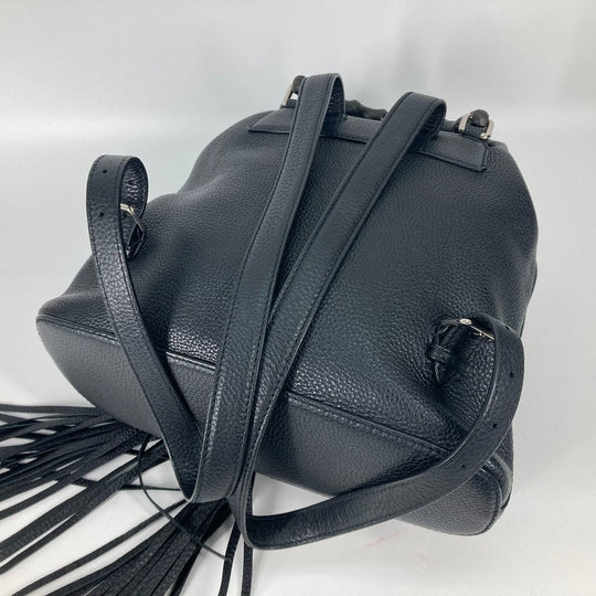 GUCCI Backpack 370833 leather black Bamboo backpack fringe tassel Women Used Authentic