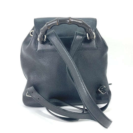 GUCCI Backpack 370833 leather black Bamboo backpack fringe tassel Women Used Authentic