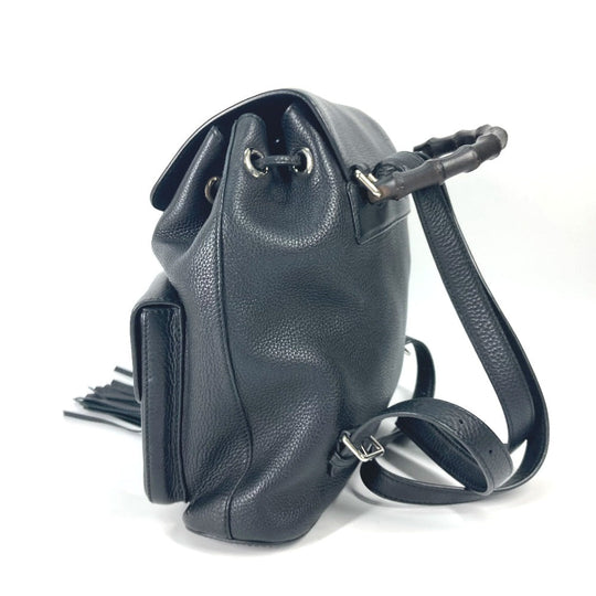 GUCCI Backpack 370833 leather black Bamboo backpack fringe tassel Women Used Authentic