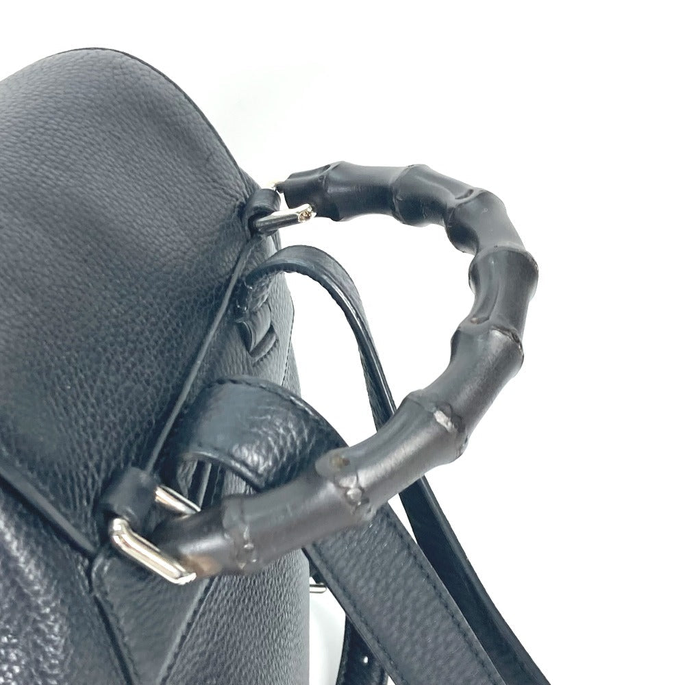 GUCCI Backpack 370833 leather black Bamboo backpack fringe tassel Women Used Authentic