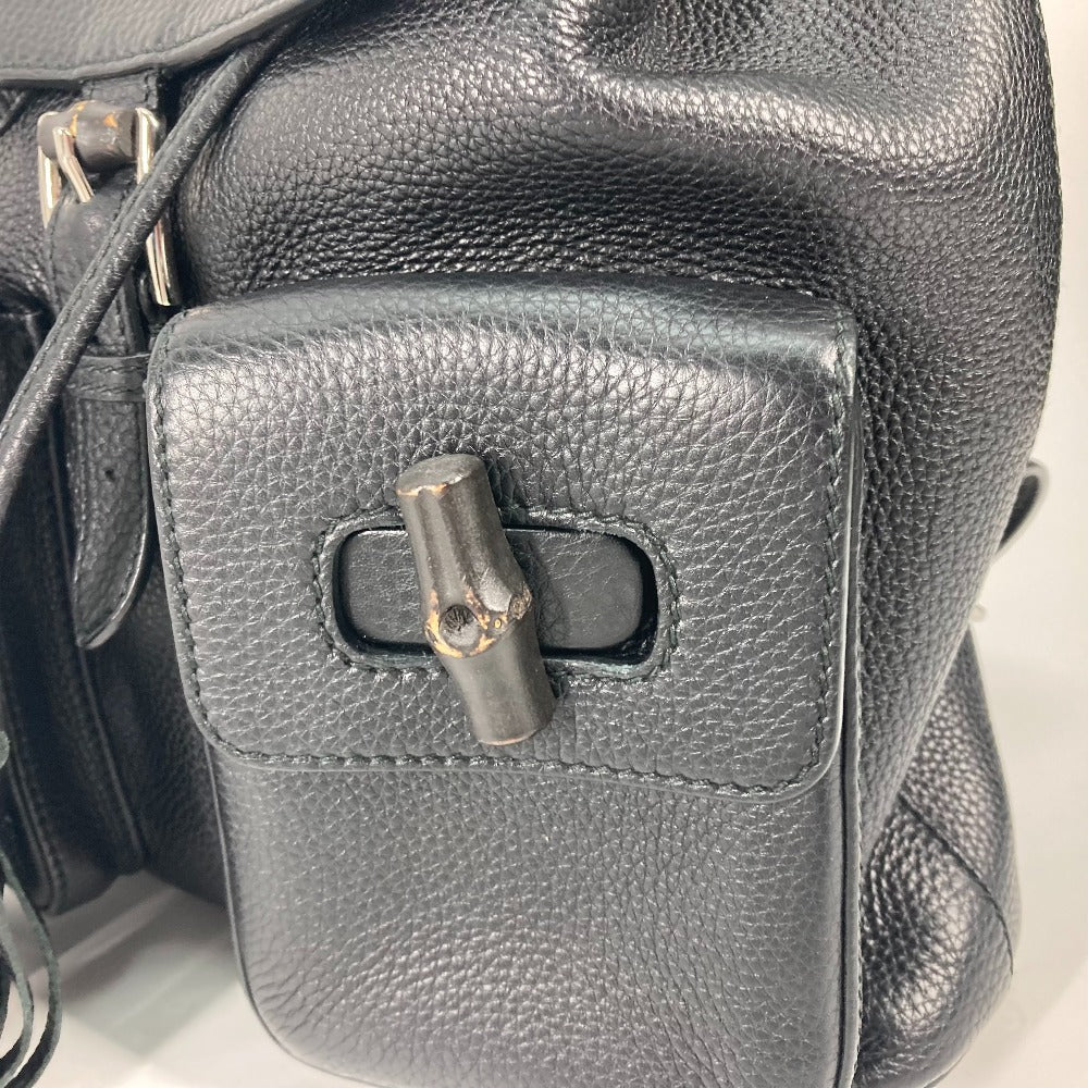 GUCCI Backpack 370833 leather black Bamboo backpack fringe tassel Women Used Authentic