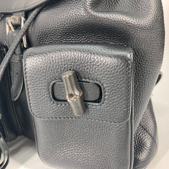 GUCCI Backpack 370833 leather black Bamboo backpack fringe tassel Women Used Authentic