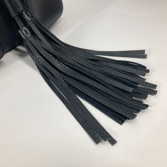 GUCCI Backpack 370833 leather black Bamboo backpack fringe tassel Women Used Authentic