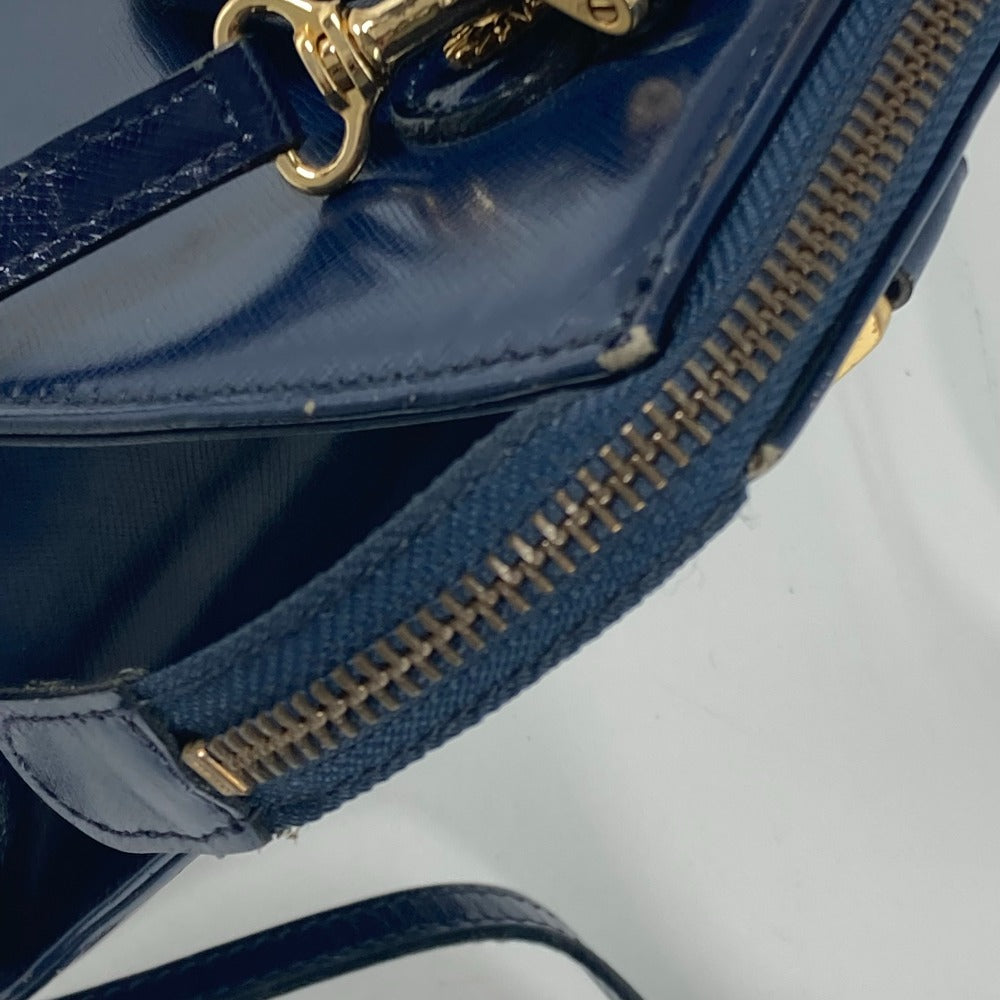 VERSACE Handbag leather Navy vintage Bag Sunburst Women Used Authentic