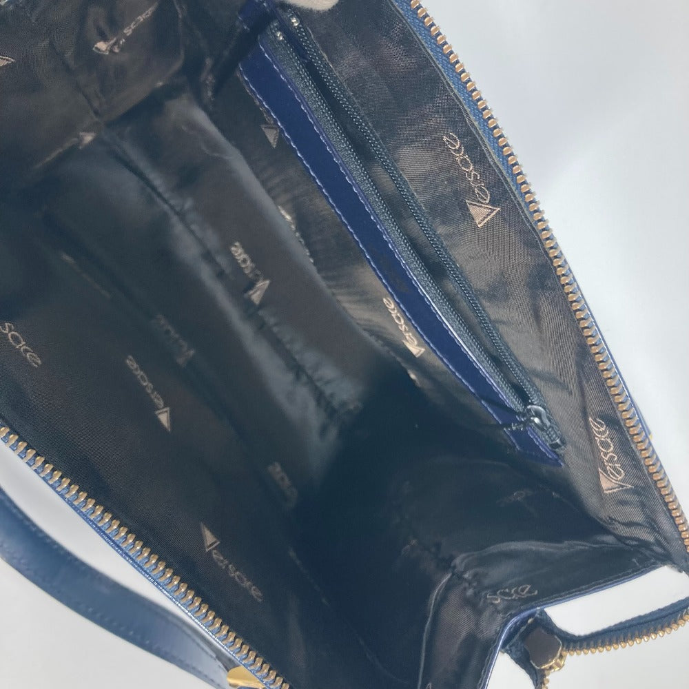VERSACE Handbag leather Navy vintage Bag Sunburst Women Used Authentic