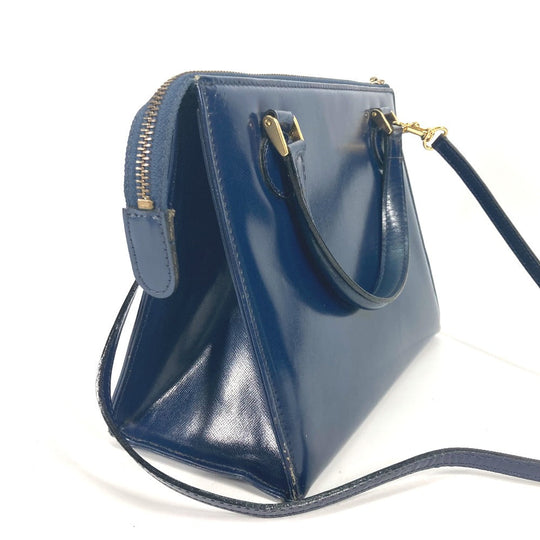 VERSACE Handbag leather Navy vintage Bag Sunburst Women Used Authentic