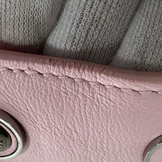 Dior Handbag Leather / enamel Metallic pink Beadior Women Used Authentic