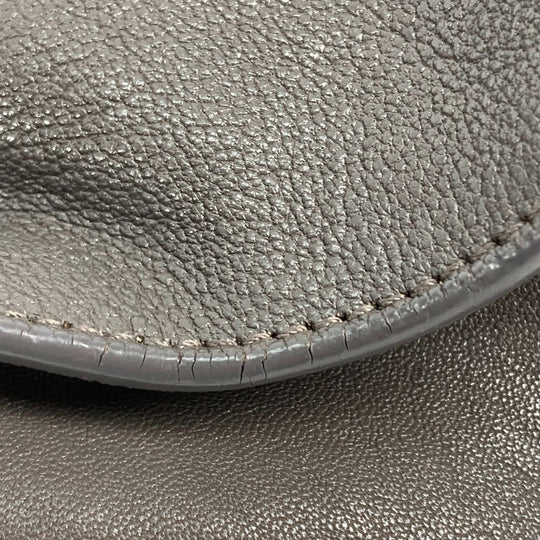 YVES SAINT LAURENT Handbag 400666 leather gray Y logo Cavas chic Women Used Authentic