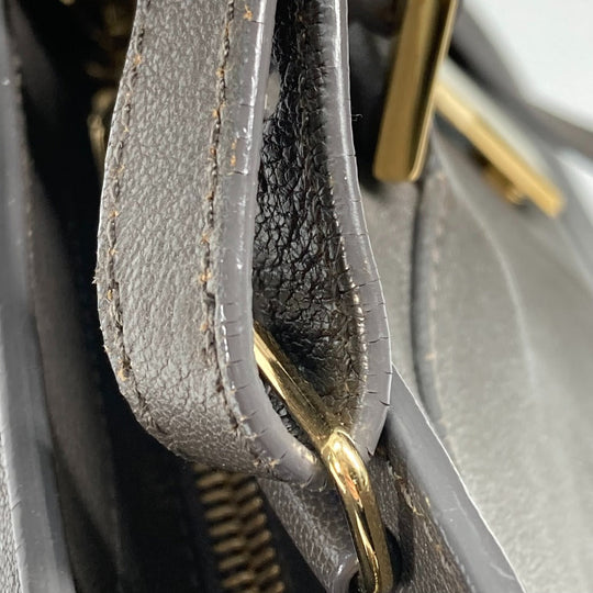 YVES SAINT LAURENT Handbag 400666 leather gray Y logo Cavas chic Women Used Authentic