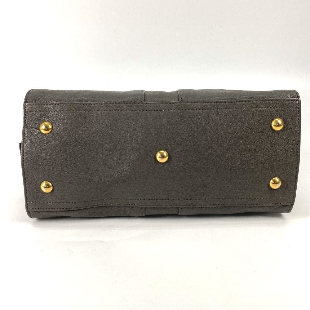 YVES SAINT LAURENT Handbag 400666 leather gray Y logo Cavas chic Women Used Authentic