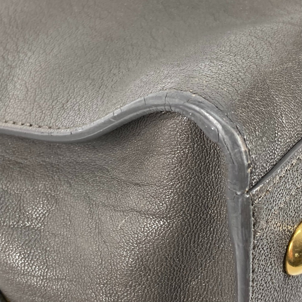 YVES SAINT LAURENT Handbag 400666 leather gray Y logo Cavas chic Women Used Authentic