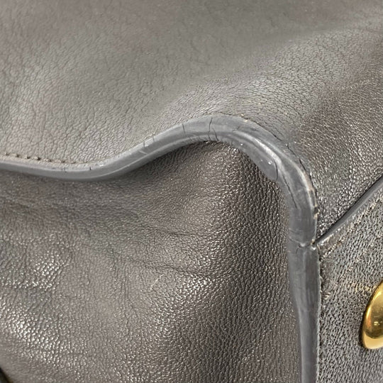 YVES SAINT LAURENT Handbag 400666 leather gray Y logo Cavas chic Women Used Authentic