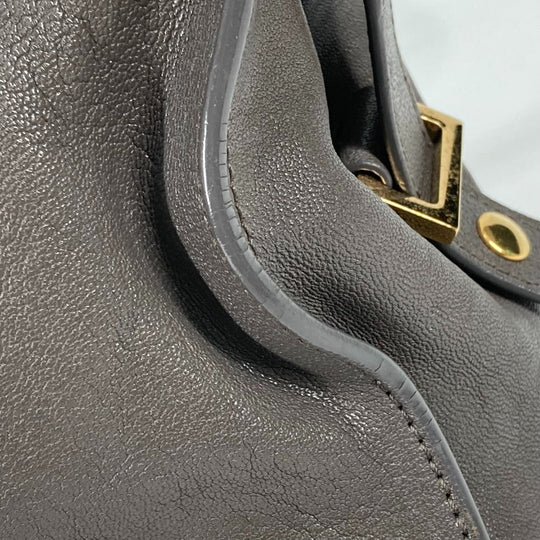 YVES SAINT LAURENT Handbag 400666 leather gray Y logo Cavas chic Women Used Authentic