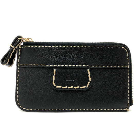 Chloe Card Case leather black Coin case Women Used Authentic
