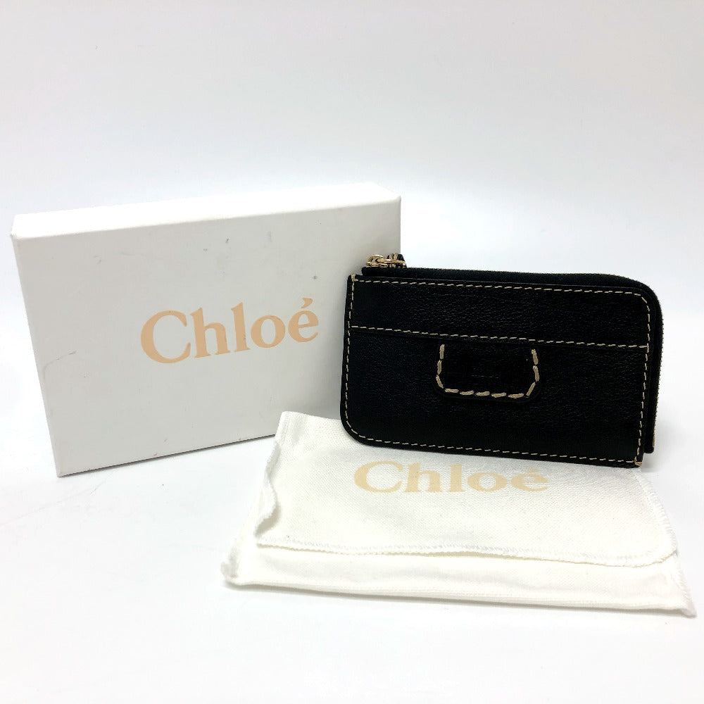 Chloe Card Case leather black Coin case Women Used Authentic