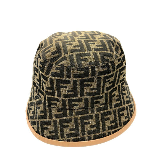 FENDI hat FXQ801 Polyester, Cotton Brown Zucca Bucket hat mens Used Authentic