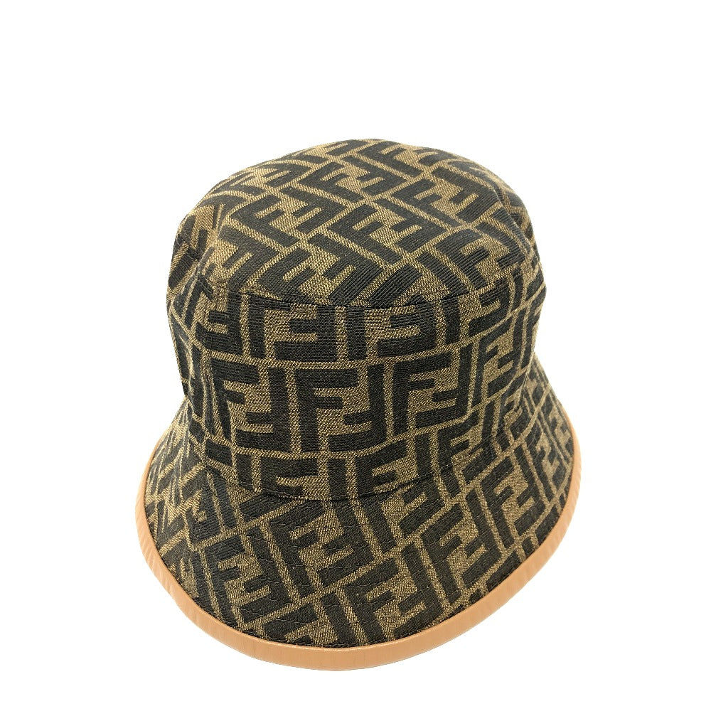 FENDI hat FXQ801 Polyester, Cotton Brown Zucca Bucket hat mens Used Authentic