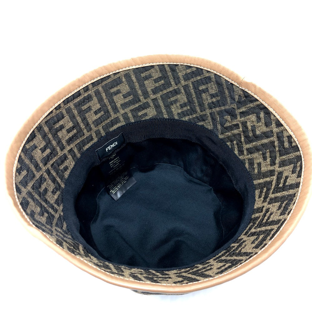 FENDI hat FXQ801 Polyester, Cotton Brown Zucca Bucket hat mens Used Authentic