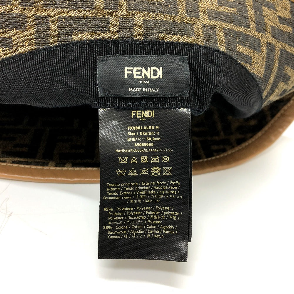 FENDI hat FXQ801 Polyester, Cotton Brown Zucca Bucket hat mens Used Authentic